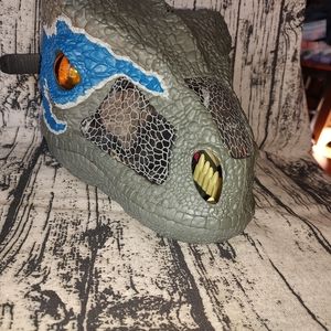 Mattel Dinosaur JURASSIC PARK BLUE RAPTOR HEAD MASK With Sound Effects